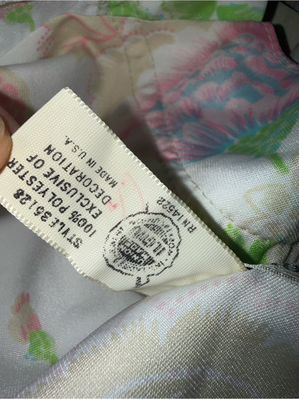 Vintage 1980s Cristian Dior Robe — Cream with Pink & Green - Picture 8 of 8